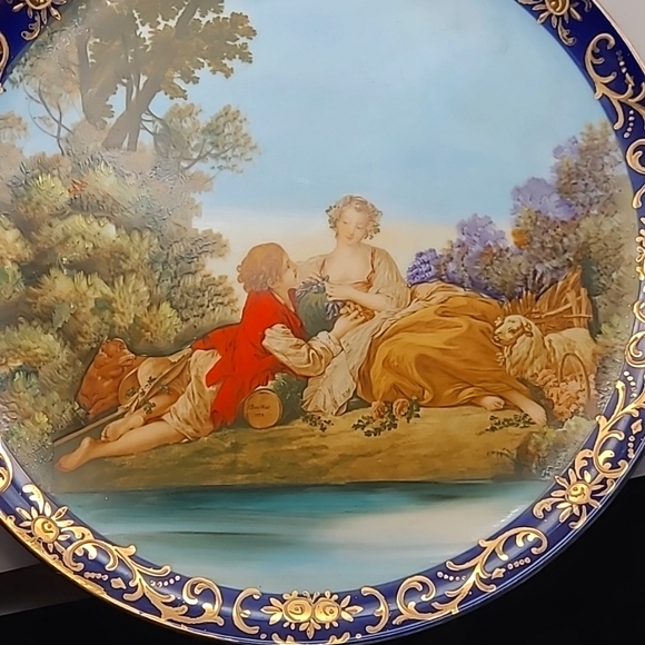 French c.1910 Porcelain Hand-Painted Plate from painting by François Boucher - Picture 7 of 7